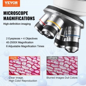 Binocular Compound Microscope 40X-2500X Two-Layer Mechanical Stage