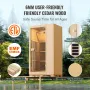 Far Infrared Wooden Sauna, Room Home Sauna Spa for One Single Person, Low EMF Far Infrared Hemlock Wood Sauna with Tempered Glas