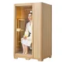 Far Infrared Wooden Sauna, Room Home Sauna Spa for One Single Person, Low EMF Far Infrared Hemlock Wood Sauna with Tempered Glas