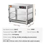 2-Tier Commercial Food Warmer Display, 800W Food Display Warmer with Light to Enhance Food Display, 30℃~85℃ Temperature Control,