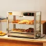 2-Tier Commercial Food Warmer Display, 800W Food Display Warmer with Light to Enhance Food Display, 30℃~85℃ Temperature Control,