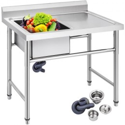 VEVOR Handmade Sink Non-magnetic Stainless Steel Kitchen Sink Hand Made 1 Compartment 16 x 15.5 x 10 Inch Capacity Huge Tub