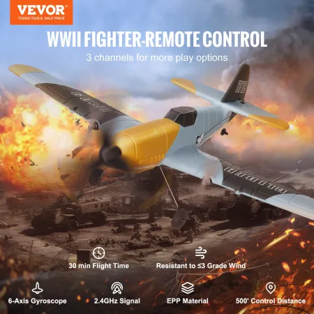 RC Plane, 2.4GHZ 3 Channel Remote Control Airplane with 6-Axis Gyro Stabilizer, Ready to Fly Fighter Aircraft Plane Toy with 2 B