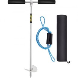 Sand Anchor, 18" Length Auger to The Beach and Sandbar, 316 Stainless Steel Screw Anchor with Removable Handle, Bungee Line & "