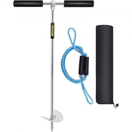 Sand Anker, 18 "Længde Auger til stranden og sandbjælken, 316 Rustfrit stål skrue Anker med aftageligt håndtag, Bungee Line &"