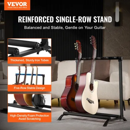 5-rum guitar stand et gulvstående sammenfoldeligt rack hold op
