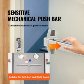 Push Bar Door Locks, Carbon Steel Panic Bars for Exit Doors, with Exterior Lever and 3 Keys, Push Bar Panic Exit Device Door