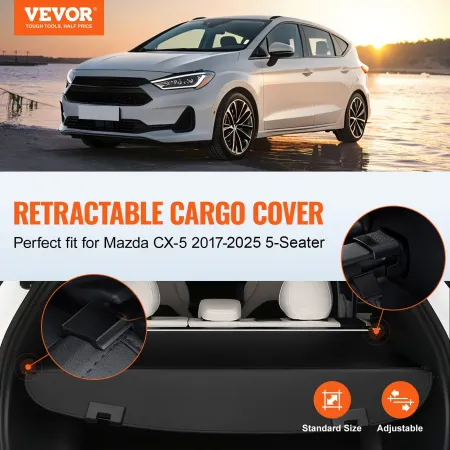 Retractable Cargo Cover for Mazda, Upgraded Waterproof Trunk Cover Security Shield Shade for Mazda CX-5 2017-2025 5-Seater, UV R