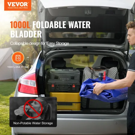 Portable Water Storage Bladder 999.3 L 1000D PVC Collapsible Water Tank