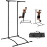 Power Tower Dip Station, 2-Level Height Adjustable Pull Up Bar Stand, Multi-Function Strength Training Workout Equipment, Home