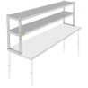 Double Overshelf, Double Tier Stainless Steel Overshelf, 72 in Length x 12 in Width Double Deck Overshelf, Height Adjustable