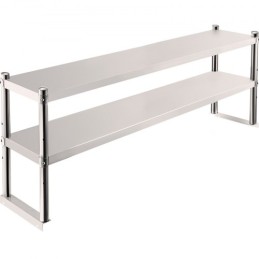 Double Overshelf, Double Tier Stainless Steel Overshelf, 60 in. Length x 12 in. Width Double Deck Overshelf, Height Adjustable