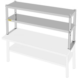 Double Overshelf, Double Tier Stainless Steel Overshelf, 48 x 12 x 24 in Double Deck Overshelf, Height Adjustable Overshelf for