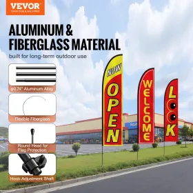Open Flags for Business Advertising Feather Flag Kit Open Look Welcome