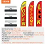 Open Flags with Pole Kit, Advertising Flags for Business Outside, Advertising Feather Flag Kit, 3 Flags (Open, Look, Welcome), 3