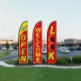Open Flags with Pole Kit, Advertising Flags for Business Outside, Advertising Feather Flag Kit, 3 Flags (Open, Look, Welcome), 3