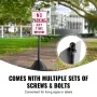 Portable Sign Post, 5 ft Cast Iron Sign Post Holder with Hard Plastic Base & Wheels, Movable Parking Sign Stand for No Parking S