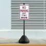 Portable Sign Post, 5 ft Cast Iron Sign Post Holder with Hard Plastic Base & Wheels, Movable Parking Sign Stand for No Parking S
