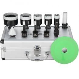Diamond Core Drill Bit Set, 8 Pcs 6/8/10/25/35/38/50/65 mm Diamond Hole Saw Kit, med fingerfræsning Bit Cone Bit Saw Blade og