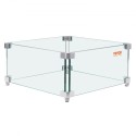 Gas Fire Pit Wind Guard til firkantet brandbord, 380 x 380 x 180 mm klar hærdet vindbeskyttelse til ildsted, 8 mm tyk firkant