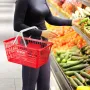 Shopping Basket, Set of 20, 21L Durable Plastic Grocery Basket with Handle and Stand, 16.5 x 11.8 x 8.27 inch Portable Shop Bask