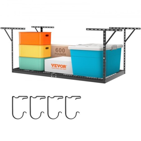 Opbevaringsstativ over hovedet, 48x96 tommer garage loft opbevaringsstativ, kraftig justerbare kolde rullede stålstativer til