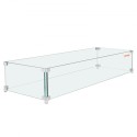 Gas Fire Pit Wind Guard for Square Fire Table, 595 x 190 x 165 mm Clear Tempered Wind Guard for Firepits, 8mm Thick Square