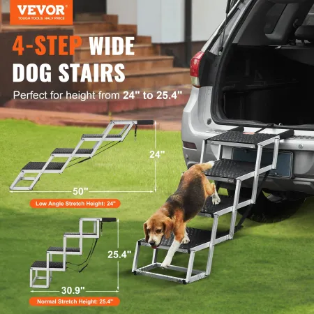 Dog Stair for Cars 4-step Folding Dog Steps Aluminum Loads up to 150 lbs