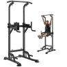 Power Tower Dip Station, 10-niveau Højde Justerbar Pull Up Bar Stand, multifunktion