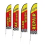 Auto Repair Advertising Feather Flag with Pole Kit, Advertising Flags for Business Outside, Includes 4 Banner Flags, 4 Poles, 4 