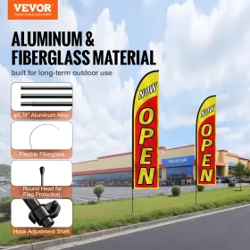 Open Flags for Business Advertising Flags and Poles for Outside 16.3 FT