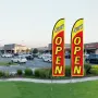 Open Flags with Pole Kit, Advertising Flags for Business Outside, Advertising Feather Flag Kit, Includes 2 Banner Flags, 2 Poles