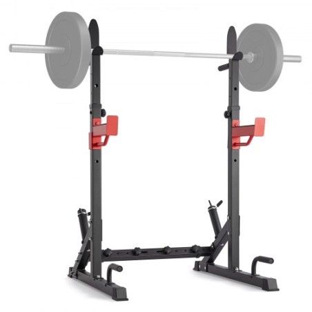Squat Stand Power Rack, Multi-Functional Barbell Rack with Hook, Weight Plate Storage Attachment, Adjustable Free Bench Press