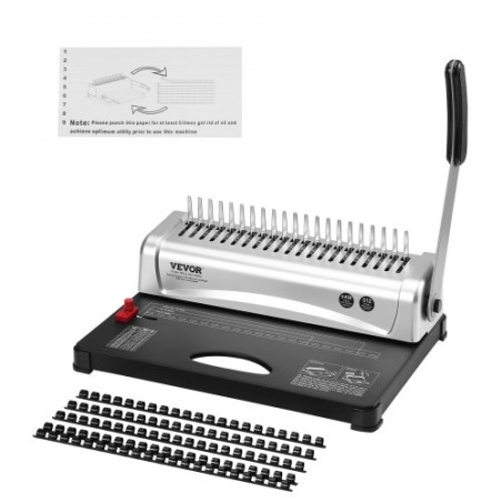 Binding Machine, Comb Binding Machine 21-Holes Binding 450 Sheets, Book Binder Machine with 100 PCS 3/8'' Comb Binding Spines,