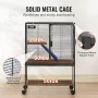 34" Rolling Metal Ferret Cage, Large 2-Tier Critter Nation Cage, Small Animal Cage with Ramps & Tray, Easy to Set up for Pet Rat