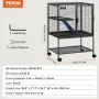 34 "Metal Small Animal Cage 2-lags rullende ilderbur med bakke