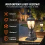 Dusk to Dawn Outdoor Post Light, 400 mm Height, Waterproof Lamp Post Light Fixture with 3.5 in Pier Mount Base Glass Shade, Ligh