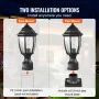 Dusk to Dawn Outdoor Post Light, 400 mm Height, Waterproof Lamp Post Light Fixture with 3.5 in Pier Mount Base Glass Shade, Ligh