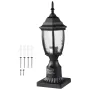 Dusk to Dawn Outdoor Post Light, 400 mm Height, Waterproof Lamp Post Light Fixture with 3.5 in Pier Mount Base Glass Shade, Ligh