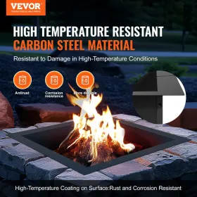 Bålring firkantet 36x36 tommer ydre stålforing Gør-det-selv bålring