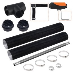 Diesel Heater Pipe Ducting Set, 3" Extendable Air Duct Hose, 1" Stainless Steel Exhaust Pipe, 2 Air Vents, Tee Air Outlet