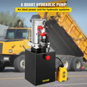 6L Hydraulic Pump Single-Acting Hydraulic Unit Dc12V, Single Acting Hydraulic Power Pack Tank Hand Pump 6 Quart 3200 PSI Max  6
