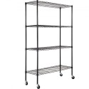 Opbevaringshylder med hjul, 4-lags justerbar, 700 lbs kapacitet, tunge garagehylder Metalarrangør Wire Rack,