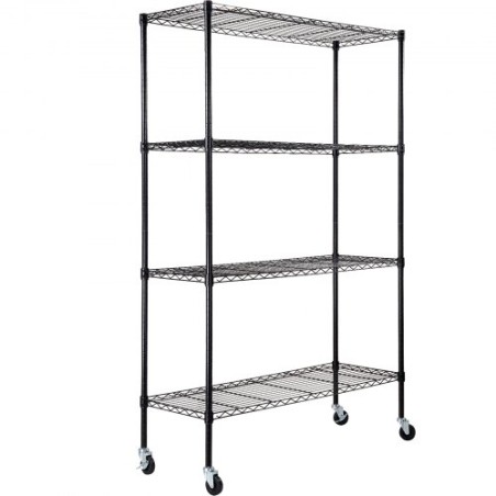 Opbevaringshylder med hjul, 4-lags justerbar, 700 lbs kapacitet, tunge garagehylder Metalarrangør Wire Rack,