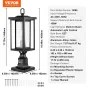 2 Pack Dusk to Dawn Outdoor Post Light, 450 mm, Waterproof Lamp Post Light Fixtures with 3.5 in Pier Mount Base Glass Shade, Lig