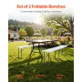 Plastic Folding Bench, 6 ft Portable Bench for Indoor/Outdoor Picnic Party Patio Camping Dining, Foldable Smooth HDPE Seat for G