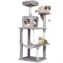 Cat Tree for Indoor Cats, 56.2" Cat Tower with Cat Condo, Sisal Scratching Post, Hammock, Top Perch, Jumping Platforms, Large Ca