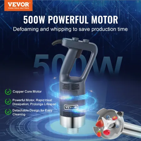 Commercial Immersion Blender, 500W Heavy Duty Hand Mixer, 16 inch Stepless Variable Speed Mixer with Stainless Steel Blade, Mult