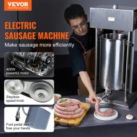Electric Pølse Stuffer 25 L Vertical Meat Stuffer 304 Rustfrit stål