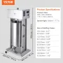 Electric Pølse Stuffer 25 L Vertical Meat Stuffer 304 Rustfrit